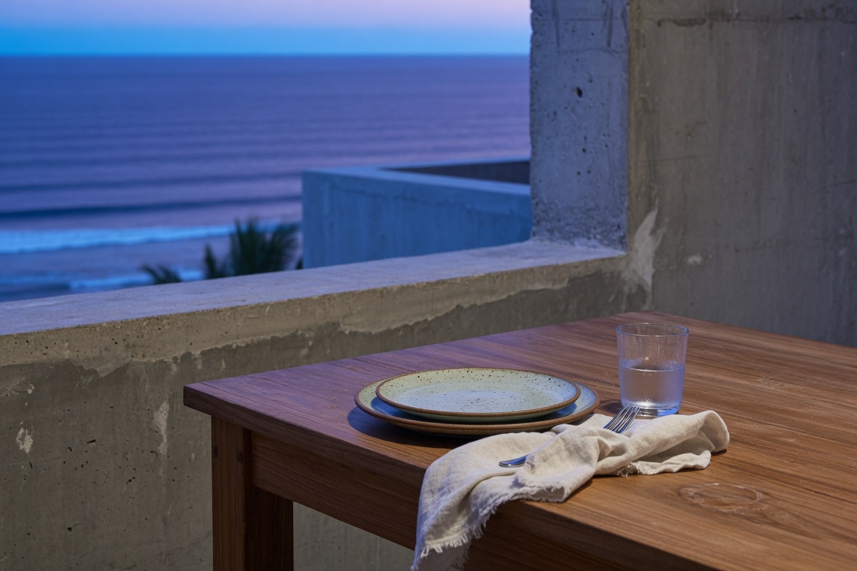 Table by the ocean window